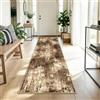 DEFYNEE Tappeto passatoia 60 x 240 cm, antiscivolo, a pelo corto, lavabile, pieghevole, design astratto, per ingresso, cucina, soggiorno e ufficio, marrone