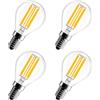 Spacelumen Lampadina a LED E14, dimmerabile, G45, a forma di sfera, SES da 6 W, equivalente a 60 W, bianco caldo 270 K, confezione da 4