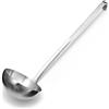 Forgast Mestolo Monoblock in Acciaio Inox, da Cucina con Manico Lungo, Cucchiaio da Salsa, per Brodo, Salsa e Zuppa, Utensile da Cucina, Argento, Diametro 14 cm, Capacità 0.65 litri