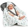 Medi Partners Coperta di Mussola neonato ovetto Sacco per Passeggino - 100% Cotone universale Blanket 85x85cm fodera protettiva Morbida e Accogliente Passeggini Marsupio (Foglie di olivo)