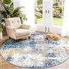 SOANNY Tappeto Rotondo Ø120 cm, Pelo Corto, Moderno Astratto, Super Morbido, Lavabile, Antiscivolo, Soggiorno, Camera da Letto, Cameretta, Sala da Pranzo, Blu-Beige