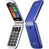 Brondi Stone+ - Cellulare con apertura a conchiglia e flip attivo, Dual Sim, Display 2.4 pollici, Blu