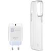 Cellularline Starter Kit - iPhone 14 Plus Kit di accessori per la ricarica e la protezione di iPhone Bianco, Trasparente