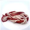 Collana Intrecciata Di Perle Amber A 4 Fili Con Perle Crema/Rosa Di 8mm 66 Cm