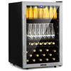 KLARSTEIN Beersafe 147 L Frigorifero per Bevande con Porta in Vetro, Argento | luce LED, ripiani metallici estraibili, silenzioso, frigo bar per birra, lattine e bottiglie