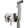 Tecmolog Set bidet da incasso per WC in acciaio inox, per acqua fredda e calda, con tubo flessibile e supporto