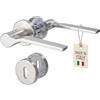 Gedotec ONDA - Set di maniglie per porte interne in metallo, rosetta BB colorata, cromata satinata, maniglia per porta della stanza, rosetta rotonda per porte di spessore da 35 a 47 mm