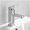 Rzspher Rubinetto per lavabo, colore nero, miscelatore per lavabo caldo e freddo, miscelatore monocomando, nero opaco, per bagno, lavandino, in acciaio inox e ottone (argento)