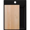 PRIMAGRAN Lavello da Cucina Nero 38x50cm, Lavandino in Granito a 1 vasca + Sifone Classico + Tagliere, Lavabo da Cucina Incasso al Mobile 40cm - Riga S069