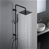 Görbach Colonna Doccia Acciaio Inox Senza Miscelatore Fori Muro Regolabili, Asta Doccia Saliscendi Doccia con soffione a Pioggia Quadrato 20 x 20 cm, Nero