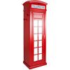 Dmora Armadio Cabina telefonica londinese con Tre Ripiani e Specchio, Colore Rosso, cm 68 x 215 x 55