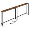 VASAGLE Tavolo Consolle con Stazione di Ricarica, Tavolo Stretto Dietro Divano, con 2 Piani a Tutta Lunghezza, per Ingresso, Soggiorno, 15 x 200 x 80 cm, Marrone Vintage e Nero Inchiostro LNT077K102