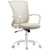 SONGMICS Sedia da Ufficio, Poltrona Girevole, Regolabile in Altezza, Inclinazione Libera, Seduta e Schienale in Rete Respirante, per Ufficio Studio, Portata di 120 kg, Beige Cappuccino OBN022K01