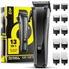 The Beard Club Pro - Regolabarba da uomo, professionale, per barbieri, elettrico, senza fili, ricaricabile, ad alta potenza, 13.000 giri/min, 10 guide, leva conica, lame diamantate in carbonio