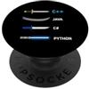 Tech Minimalist For Developer Funny Programmatore Arma Detto Plus Plus Java Sharp Python PopSockets PopGrip Adesivo