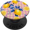 Preposh Cottagecore estetico a quadretti giallo burro rosa limone PopSockets PopGrip Adesivo