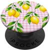 Preposh Preppy Cute Cottagecore Estetica Mini Gingham Rosa Limone PopSockets PopGrip Adesivo