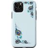 Tronic Tees Custodia per iPhone 11 Pro Acquerello Piuma Di Pavone Bordo Elegante Boho Cornice Floreale