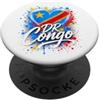 DR Congo Pride Studio I Love RD Congo Flag Heart Congolese Pride Viaggio per le vacanze PopSockets PopGrip Adesivo