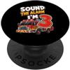 Fire Truck Birthday Tees Firetruck Compleanno Suono L'Allarme Sono 3 Fuoco Camion Ragazzi PopSockets PopGrip Adesivo