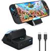 PORTHOLIC Docking station TV 4K a 60Hz per Switch 2/Switch/OLED, supporto di ricarica portatile e adattatore HDMI con 3 porte USB, 3 angoli regolabili, dock di ricambio per Nintendo Switch.