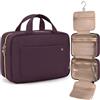 BAGSMART Beauty case da donna, beauty case da appendere, beauty case da viaggio, trasparente, per trucchi, articoli da toeletta, M viola cremisi, S