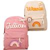 Tivhelrf Zaino personalizzato in velluto a coste, zaino casual per bambini, zaino leggero da viaggio, borsa da libro scolastica personalizzata con nome, Blu, Large, Casual