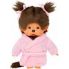 MONCHHICHI Ragazza in accappatoio con le trecce | Bambola Monchhichi 20 cm | Moda