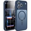 TQIAHF Magnetica Cover per iPhone 17 Pro Max con 2 Pellicola Vetro Temperato Protezione Schermo Compatibile con Magsafe Case Militare Antiurto Opaca Telefono Custodia per iPhone 17 Pro Max,Blu