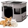 ALLSOPETS Recinto per Cani da Interno Pieghevole, Anche per Esterno, Box Traspirante Portatile per Gatti Conigli Cuccioli con Borsa da Trasporto, per Viaggi e Campeggio (Grigio Cenere, L)