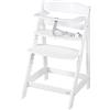 roba Seggiolone Evolutivo Sit Up Flex 2 in 1, Altezza Regolabile, dai 6 Mesi fino ai 70 kg, con Poggiapiedi, Robusto ed Ergonomico, Legno Laccato Bianco