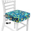 Taeku Cuscino Rialzo, Regolabile Lavabile Cuscino per Sedia Seggiolino Rialzo Booster Seat con 2 Sicurezza Fibbie per Tavolo da Pranzo (Pianeta Blu)