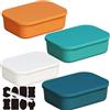 CNKHDZ Set da 4 contenitori con coperchio, contenitori impilabili con coperchio, contenitori in plastica per scaffali, cucina e bagno (Miscela di colori, 25.5 * 18 * 7.7cm)