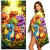 KDFSSIPE Telo Mare Con Dinosauri,Telo Mare Grande In Microfibra Sottile,Telo Da Bagno Senza Sabbia, Coperta Da Spiaggia Da Donna Per Viaggi, Nuoto, Piscina, Vacanze, Campeggio, Yoga 75 * 150cm