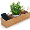 XIMISISE Cesto Portaoggetti da Bagno in Bambù, Cestino in Legno per WC, Scatola Portaoggetti in Legno con 3 Scomparti per Organizzatore Bagno (37 x 12 x 8 cm)