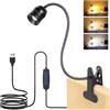 iTayga Lampada a morsetto a LED dimmerabile con messa a fuoco regolabile, 3 temperature di colore, 10 livelli di luminosità, design a collo di cigno e forte supporto a morsetto per letto, scrivania