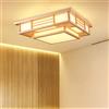 OUKANING Plafoniera giapponese a intensità variabile, lampada da soffitto a LED in legno massiccio con geometria creativa Tatami, per soggiorno, camera da letto