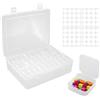 Flearitzo Plastica Mini Contenitori Trasparenti 30 Pezzi Piccole Scatole Plastica Trasparente 5,5 × 5,5 × 2cm con Coperchio a Scatto e 2 Adesivi per pillole gioielli materiali fai da te piccoli componenti