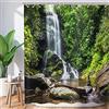Hnmdmyi Tenda da doccia foresta 120x200, Hnmdmyi giungla tropicale foresta pluviale verde albero pianta natura paesaggio cascata scenario tenda da bagno impermeabile poliestere tessuto lavabile tenda da bagno