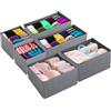 Strehknewen Organizer Cassetti Set da 6 - Scatole Pieghevoli con Fondo Rinforzato in Tessuto Traspirante - Divisori Cassetti Armadio per Intimo, Calzini, Reggiseni e Accessori - Grigio