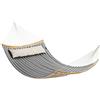 SONGMICS Amaca Doppia Imbottita, Amaca da Campeggio Giardino con Barre Curve in Bambù Separabili, con Cuscino, 200 x 140 cm, Max Portata 225 kg, Grigio e Beige GDC34CG
