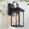 FTL Applique Lanterna da Esterno, Moderno Lampade da Esterno Parete, E27 Max 60W Luci da Parete in Vetro, Nero Lampada da Giardino, IP44 Impermeabile Luci Esterne a Parete per Giardino Porta Anteriore