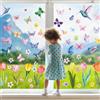 BBLIKE Adesivi per Finestre - 9 Fogli Window Sticker Decor Bambini, DIY Pellicola Pasqua Vetrofanie per Vetri Finestre Riutilizzabile in PVC,Decorazione Primavera Farfalla Fiore Farfalla Colibrì Fungo