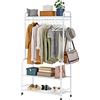 Isyunen Stand Appendiabiti in Metallo,Stendino durevole salvespazio di grande capacità con piu scaffali conDesign a doppia asta di sospensione,grande capacita di stoccaggio,74 * 40 * 168cm,Bianco