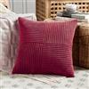 FDTERN Federe Cuscini Rosso Borgogna 45x45 per Divano in Velluto a Coste Moderno Morbido Motivo a Croce Decorativa Copricuscini con Cerniera Invisibile per Divano Camera da Letto