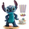 dekora - Figurina Stitch per Torta con 10 Candeline di Compleanno, Decorazioni Torta Stitch e Cake Topper Disney per Compleanno Bambino, Idoneo al Contatto Alimentare