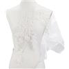 CABODYALS 1 yard Bianco Applique Pizzo Tessuto Bordatura Ricamo Fiore Toppe Cucire su Tulle Panno con Paillettes Perline di Vetro Vintage Applicazioni per Cucire Fare Matrimonio Abito Da Sposa Festa D