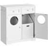 HOOBRO Mobile Portabiancheria per Bagno con Doppio Cesto Portabiancheria Inclinabile, Mobiletto Bagno con 2 Cassetto, 2 Sportelli, per Bagno, Lavanderia, Bianco EWT36XY01