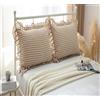 Meaning4 Buff-white - Set di 2 federe per cuscini con volant, 40 x 40 cm, 100% cotone, stile rustico, per cuscini decorativi, divano, auto e day, colore: Beige chiaro