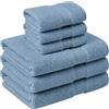 NARCISO Set Asciugamani Bagno Viso e Bidet 6 Pezzi (3 Viso 50x100cm e 3 Bidet 40x60cm) Ogni Asciugamano è Realizzato in Spugna di Cotone Alta Assorbenza, Morbido e Resistente all'Usura (Azzurro)